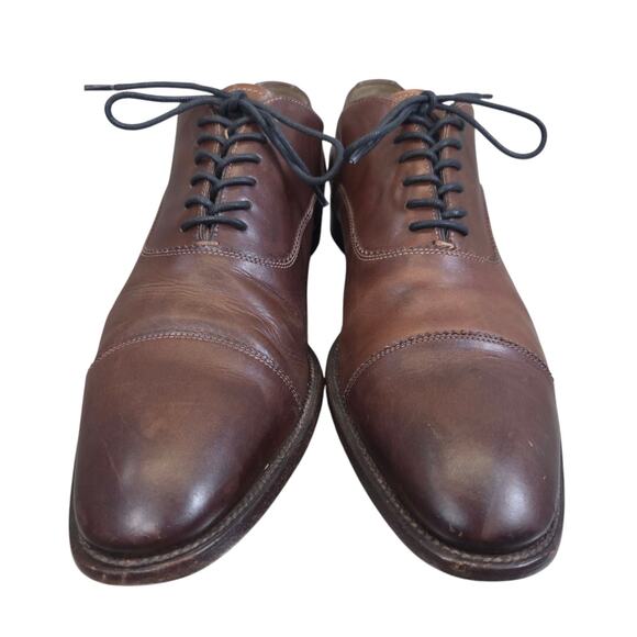 Santoni Calfskin‎ Leather Cap Toe Oxford Italy Shoes Brown 1976 Men Sz 10 D main image 7
